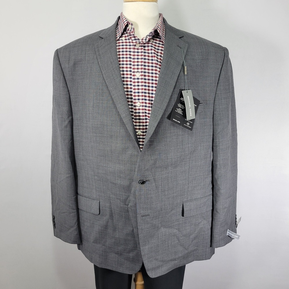 Michael Kors Men's Sport Coat Blazer Two Button Gray Sharkskin Wool Blend 54R